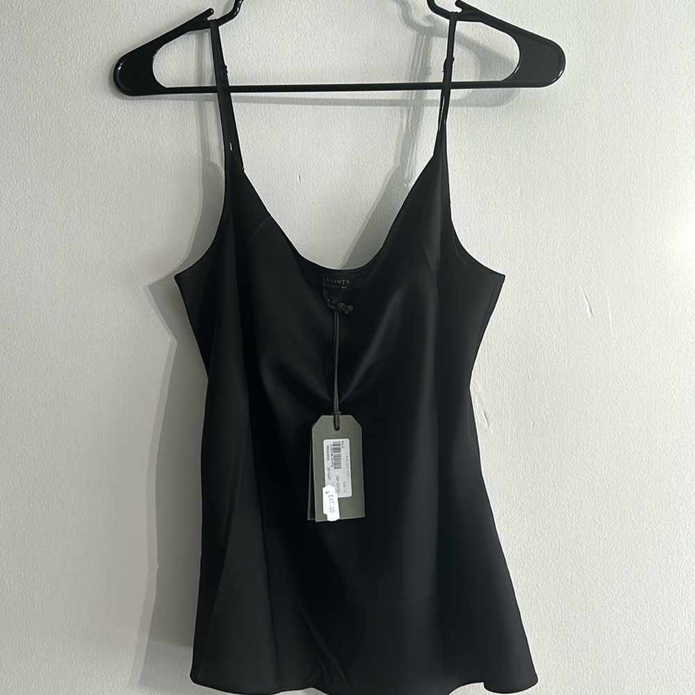 NEW All Saints Blouse Womens Size 8 Hadley Top Sleeveless NWT black